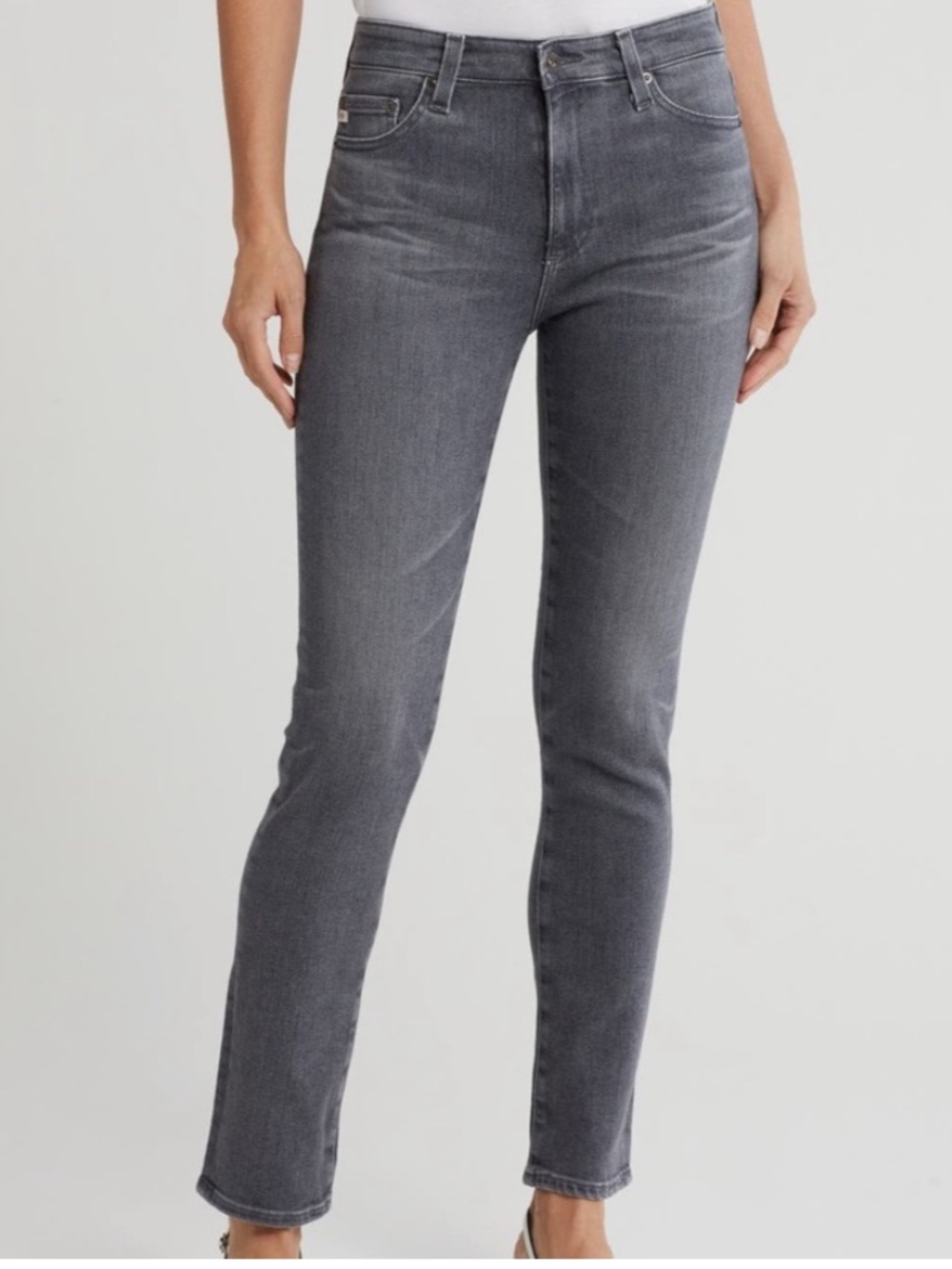 NEW AG Mari high rise slim straight jeans in gray size 27